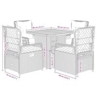 5-delige Tuinset met kussens poly rattan grijs - thumbnail