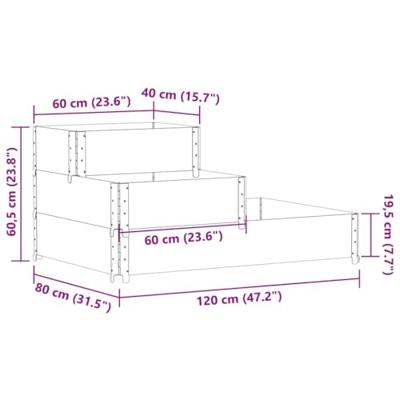 Verhoogde plantenbak 3-laags 120x80 cm massief grenenhout zwart Verhoogde plantenbak 3-laags 120x80 cm massief grenenhout zwart