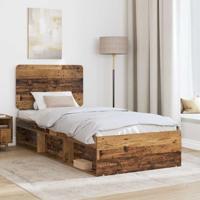 Bedframe met hoofdeinde Oudhout 90 x 190 cm Massief grenenhout - thumbnail