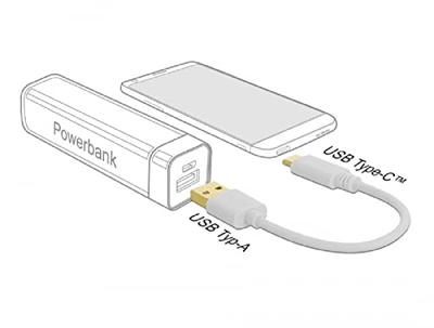 Delock USB-kabel USB-A stekker, USB-C stekker 0.15 m Wit 85355