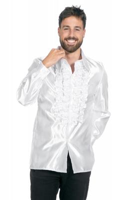 Ruche blouse satijn Wit
