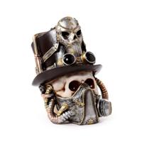 Steampunk Schedel met gasmasker & hoge hoed - thumbnail