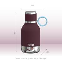 Asobu - Dog Bowl - Edelstahlflasche with Hundenapf 1 Liter Burgunderrot - thumbnail