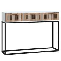 Wandtafel 105x30x75 cm bewerkt hout en ijzer wit - thumbnail