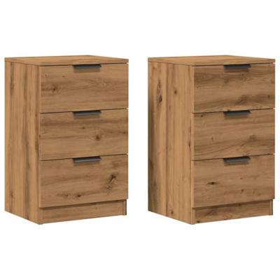 Nachtkastjes 2 st 40x36x65cm bewerkt hout artisanaal eikenkleur