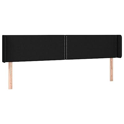 Hoofdbord met randen 163x16x78/88 cm stof zwart