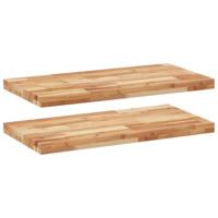 Wandschappen 2 st zwevend olieafwerking 80x40x4 cm acaciahout - thumbnail