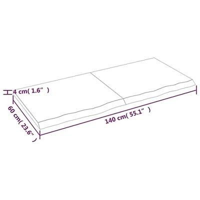 Wastafelblad 140x60x(2-4) cm behandeld massief hout donkerbruin