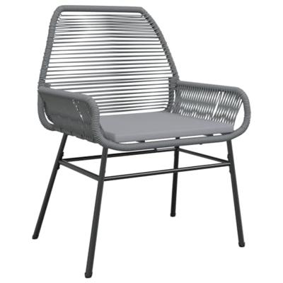 Tuinstoelen 2 st met kussens poly rattan grijs - thumbnail