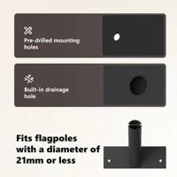 VidaXL Vlaggen mast houder zwart 13 x 6 x 0,2 cm staal - thumbnail