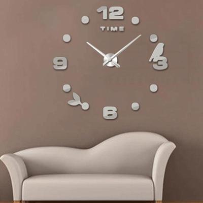 Slaapkamer thuiskantoor decoratie frameless groot formaat DIY 3D spiegel oppervlakte muur stickers stille klok grootte: 100 * 100cm (zilver)