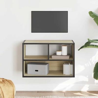 Tv-meubel 60x31x39,5 cm bewerkt hout metaal sonoma eikenkleurig Tv-meubel 60x31x39,5 cm bewerkt hout metaal sonoma eikenkleurig