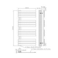 Belrad Handdoekradiator - links - aansluiting/comb - 1200X500mm- Zwart BUCZ1200500 - thumbnail