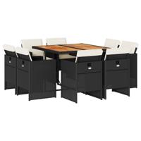 9-delige Tuinset poly rattan zwart - thumbnail