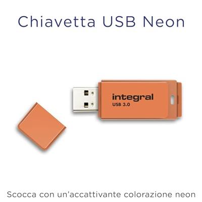 Integral Neon USB 3.0 stick, 64 GB, oranje