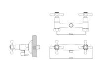 Kraan met 2 knoppen Rousseau Beverley Grijs Metaal Blik 15 cm Douche - thumbnail
