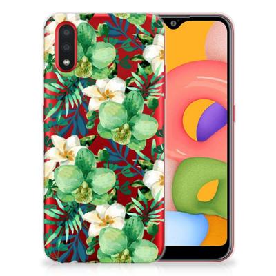Samsung Galaxy A01 | TPU Case | Orchidee Groen Samsung Galaxy A01 | TPU Case | Orchidee Groen