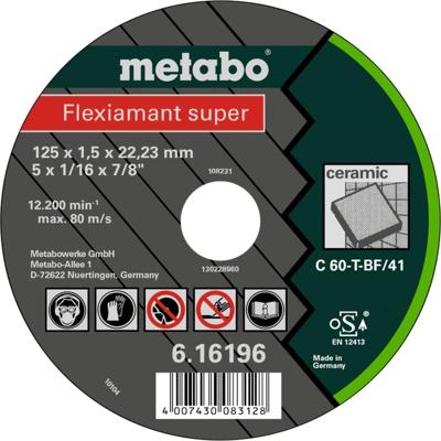 Metabo Accessoires Doorslijpschijf Ø 125x1,5x22,2 steen Flexiamant super - 25 stuks - 616196000 Metabo Accessoires Doorslijpschijf Ø 125x1,5x22,2 steen Flexiamant super - 25 stuks - 616196000