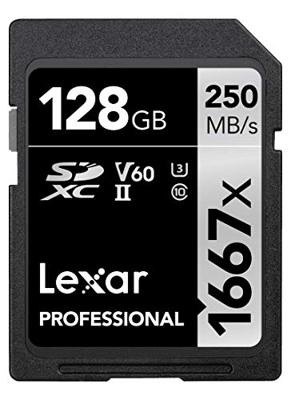 Lexar 1667X 128GB 250MB/s Professional U3 V60 UHS-II SDXC... Lexar 1667X 128GB 250MB/s Professional U3 V60 UHS-II SDXC...