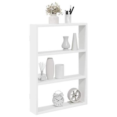 Wandschap 43x9x60 cm bewerkt hout wit - thumbnail