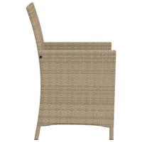 3-delige Bistroset met kussens poly rattan beige - thumbnail