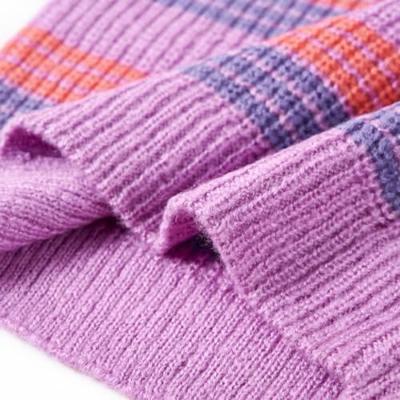 Kindertrui gebreid met strepen 92 lila en roze