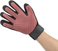 Trixie vachtverzorgingshandschoen mesh-materiaal / tpr roze / zwart - thumbnail