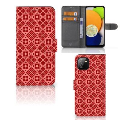 Samsung Galaxy A03 | Telefoon Hoesje | Batik Rood | Portemonnee hoesje Samsung Galaxy A03 | Telefoon Hoesje | Batik Rood | Portemonnee hoesje