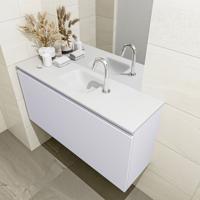 MONDIAZ OLAN 100cm toiletmeubel cale. LEX wastafel talc midden 1 kraangat - thumbnail