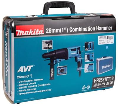 Makita HR2631FT13 Combihamer SDS-Plus 2,4J + snelwisselboorkop + 5 boren 800W in koffer - thumbnail