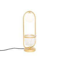 QAZQA Art deco tafellamp goud met wit glas - Isabella - thumbnail