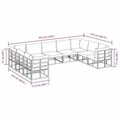 Tuinbankenset met kussen 9 pcs Zwart Aluminium