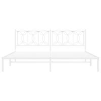 Bedframe met hoofdbord metaal wit 193x203 cm - thumbnail