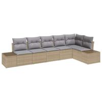 Tuinbankenset met opslag 6 pcs Beige en Licht Grijs poly rattan - thumbnail