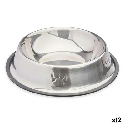 Voerbak voor honden Mascow Grijs Zilverkleurig Rubber Metaal 26 x 7 x 26 cm 26 x 5,5 x 26 cm (12 Stuks)