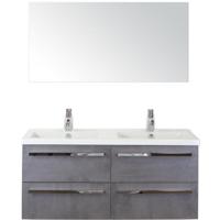 Seville Badmeubelset 120 cm - 4 Laden Beton Antraciet - Wastafel Djazz Dubbel met Spiegel - thumbnail