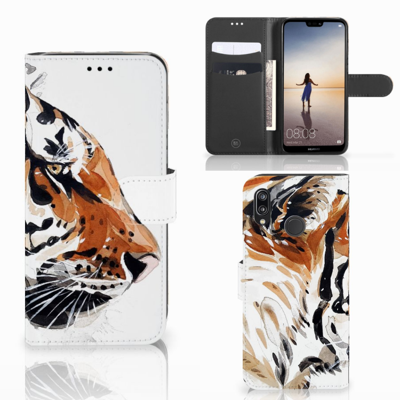 Hoesje Huawei P20 Lite Watercolor Tiger Hoesje Huawei P20 Lite Watercolor Tiger