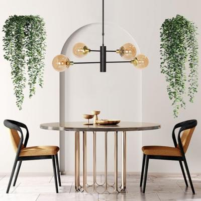 Steinhauer Design hanglampConstellation zwart met amber glas - 3805ME