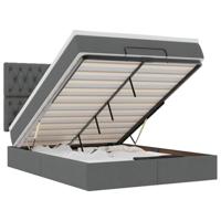 Ottoman bed met matras en LED's 140x190cm stof donkergrijs - thumbnail