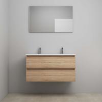 On-Line Badkamermeubelset - 100 cm - Voorgemonteerd - Acryl Wastafel - 2 Kraangaten - Spiegel - Eiken - thumbnail