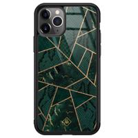 iPhone 11 Pro Max glazen hardcase - Abstract groen - thumbnail