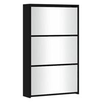 VidaXL Schoenenkast met spiegel 3-laags 63x17x102,5 cm zwart - thumbnail