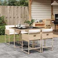 5-delige Tuinset met kussens poly rattan beige - thumbnail