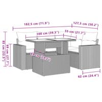 5-delige Loungeset met kussens poly rattan beige - thumbnail