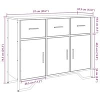 Dressoir 97x32,5x74,5 cm bewerkt hout grijs sonoma eikenkleur - thumbnail