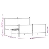 Bedframe zonder matras metaal bruin eikenkleurig 137x190 cm - thumbnail