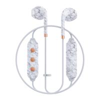 Happy Plugs Draadloze II hoofdtelefoon, draadloze Bluetooth met inline afstandsbediening en microfoon, wit marmer - thumbnail