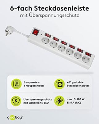 goobay 6-voudige stekkerdoos met schakelaar