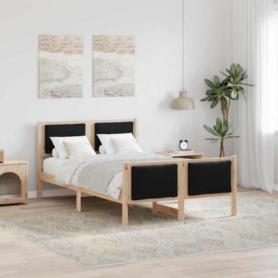 Bedframe met hoofdeinde Zwart 120 x 190 cm Stof