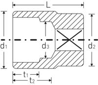 Stahlwille Dopsleutelbit | 3/4 inch 6-kant | sleutelwijdte 36 mm | lengte 60 mm | 1 stuk - 05010036 05010036 - thumbnail